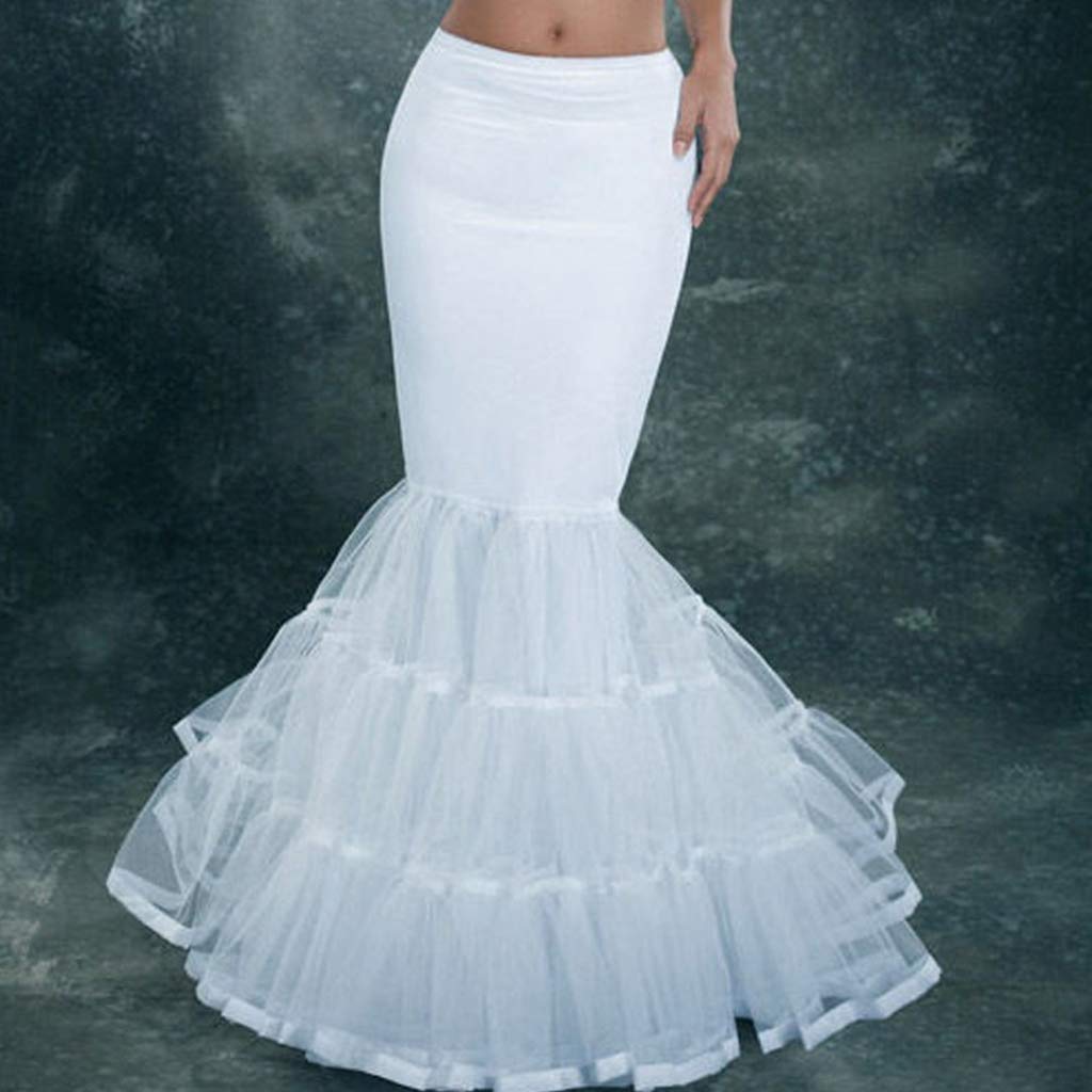 Sottogonna da donna a strati a coda di pesce, senza cappuccio, in tulle, da sposa, crinolina