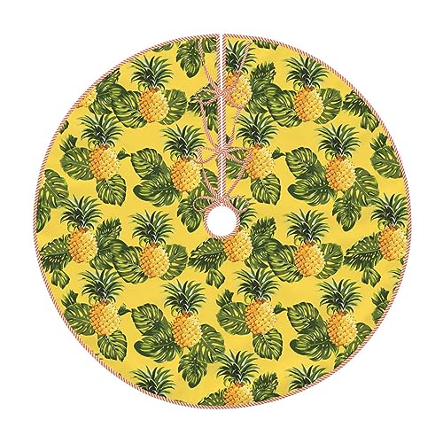 Jupe de sapin de Noël imprimée ananas jaune tapis de sapin intérieur extérieur - 2