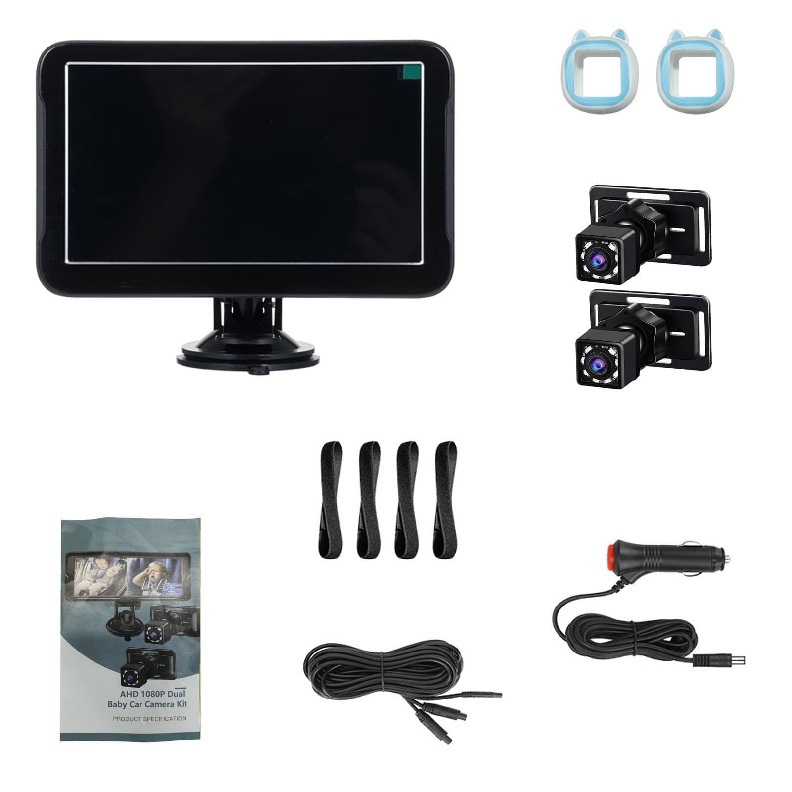 Elektroniczna niania samochodowa ZenithAur z kamerą, systemem dwukanałowym z 7-calowym ekranem IPS 1080P, kamerą w foteliku samochodowym z szerokim kątem widzenia 150° i