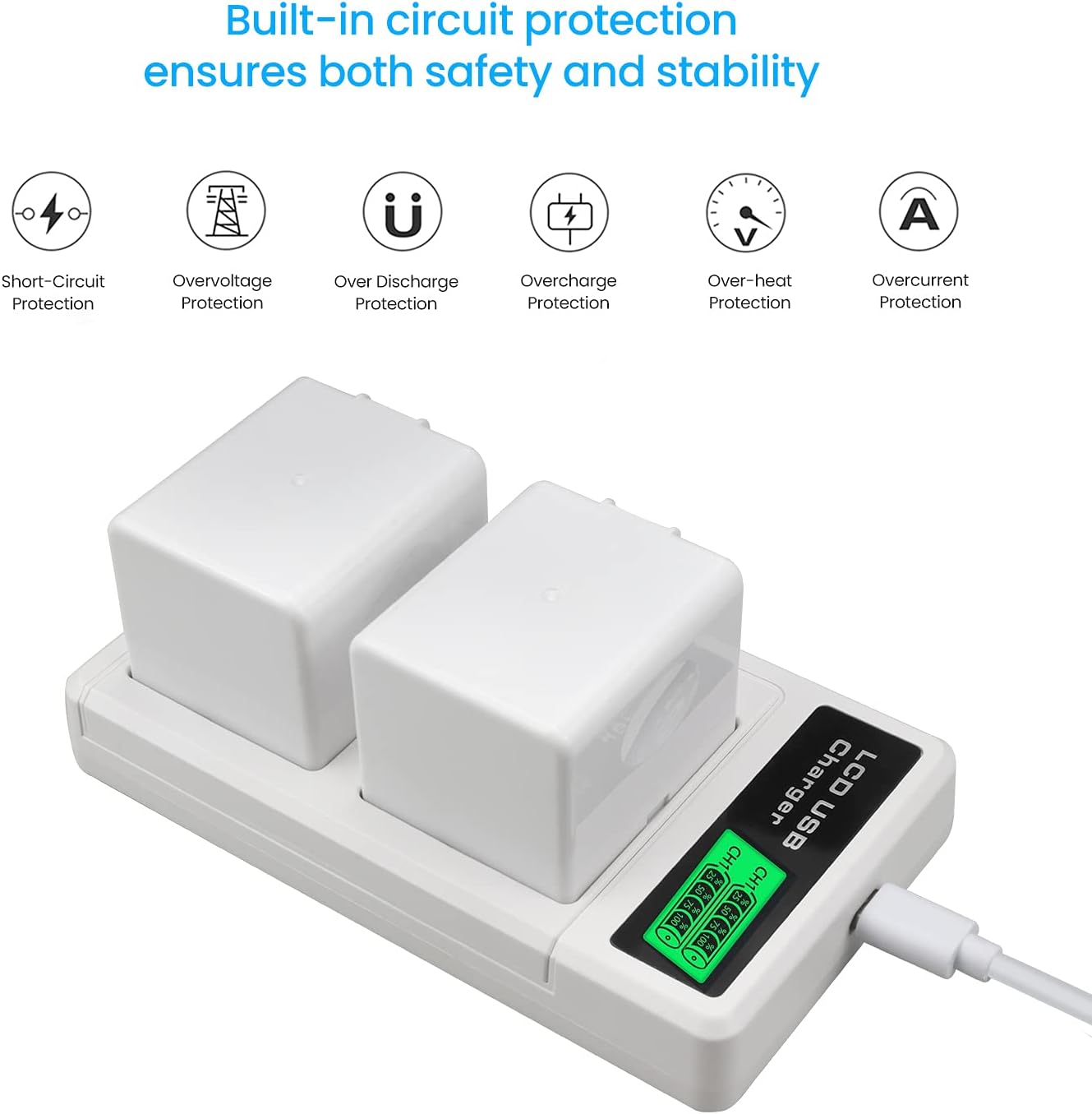 REYTRIC 2-Pack Batteries Compatible with Arlo Pro, Arlo Pro 2 (VMA4400), Upgraded 7.2V Rechargeable Lithium Li-ion Batteries Pack with Dual LCD Charger