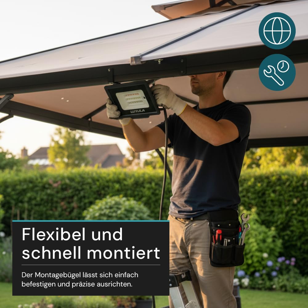 LUXULA 2 Stück RGB LED Strahler Fluter Außen 100W Dimmbar mit Fernbedienung - IP65 Außenleuchte Bunt Flutlichtstrahler Garten Party Outdoor