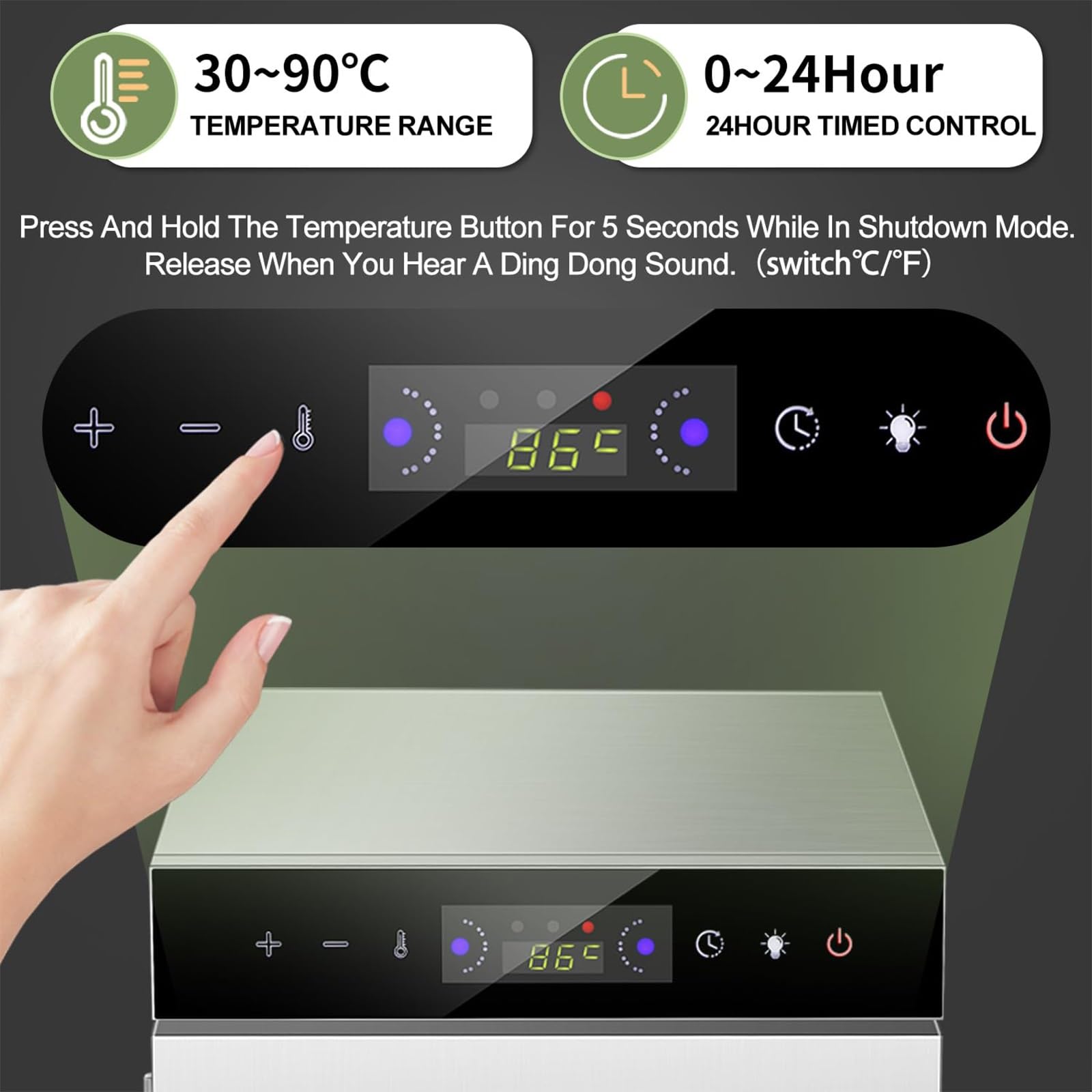 Generico Essiccatore per Alimenti, Essiccatore con Vassoio in Acciaio Inossidabile, Essiccatore per Alimenti con Temperatura E Timer Regolabili