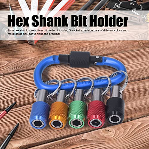 1/4 Hex Shank Bit Holder, Socket Holder Cromado Tamanho Padrão Mosquetão de Metal Portátil Com Chave