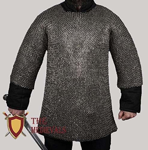 Miniatura 3 de THE MEDIEVALS 9 MM ID MS plana remachada Haubergeon cadena correo armadura media manga camisa