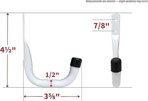 Miniatura 6 de Shepherd Hardware 8096E Ganchos de acero resistente para almacenamiento de garaje, 3 tamaños, paquete de 6, color blanco