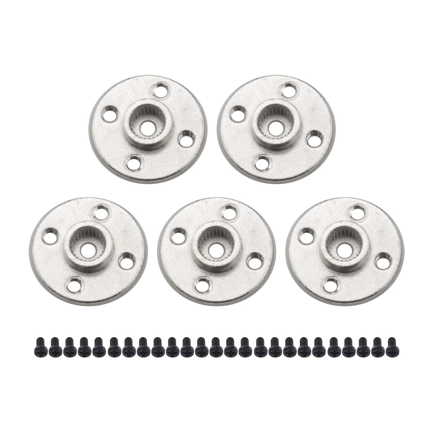 WELWIK 5PCS Metal Aluminum Servo Horn 25T Servo Arm Accessories Small Round Disc Universal for Standard Servos for Robot Mechanical Claw RC Car Helicopter Mg945 Mg995 Mg996 Silver