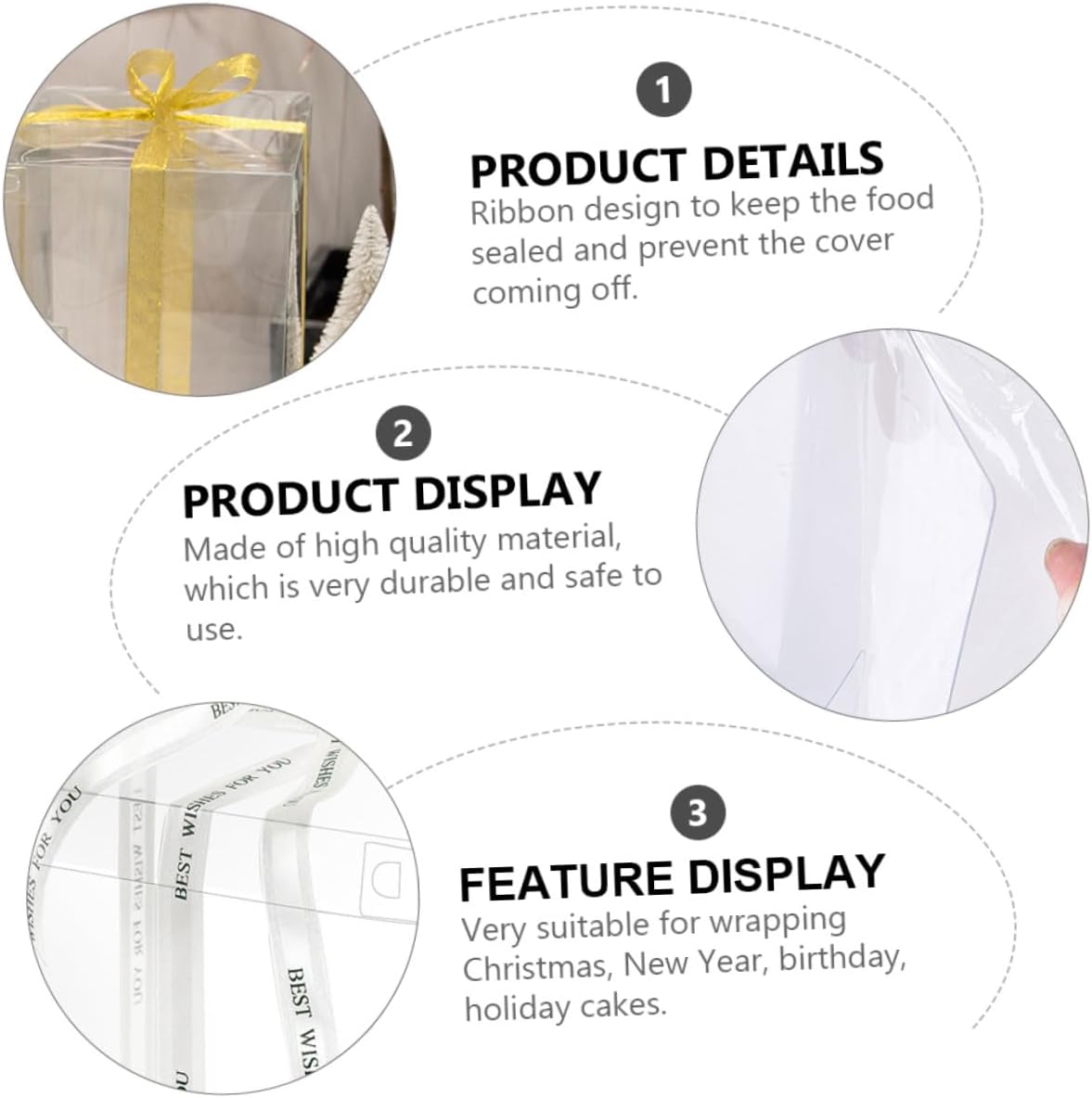 8-inch Square Cake Box with Lid, Food Packaging Storage Container for Birthday and Wedding, 5pcs High-profile Dessert Carrier with Ribbon for Bakery and Party Use