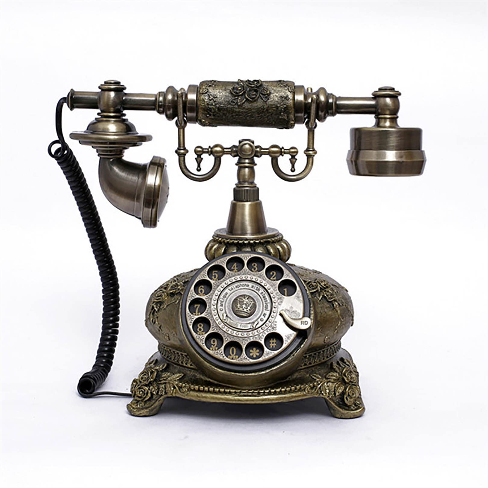 Téléphone de l'or cordé haut de gamme avec finition dorée d'époque
