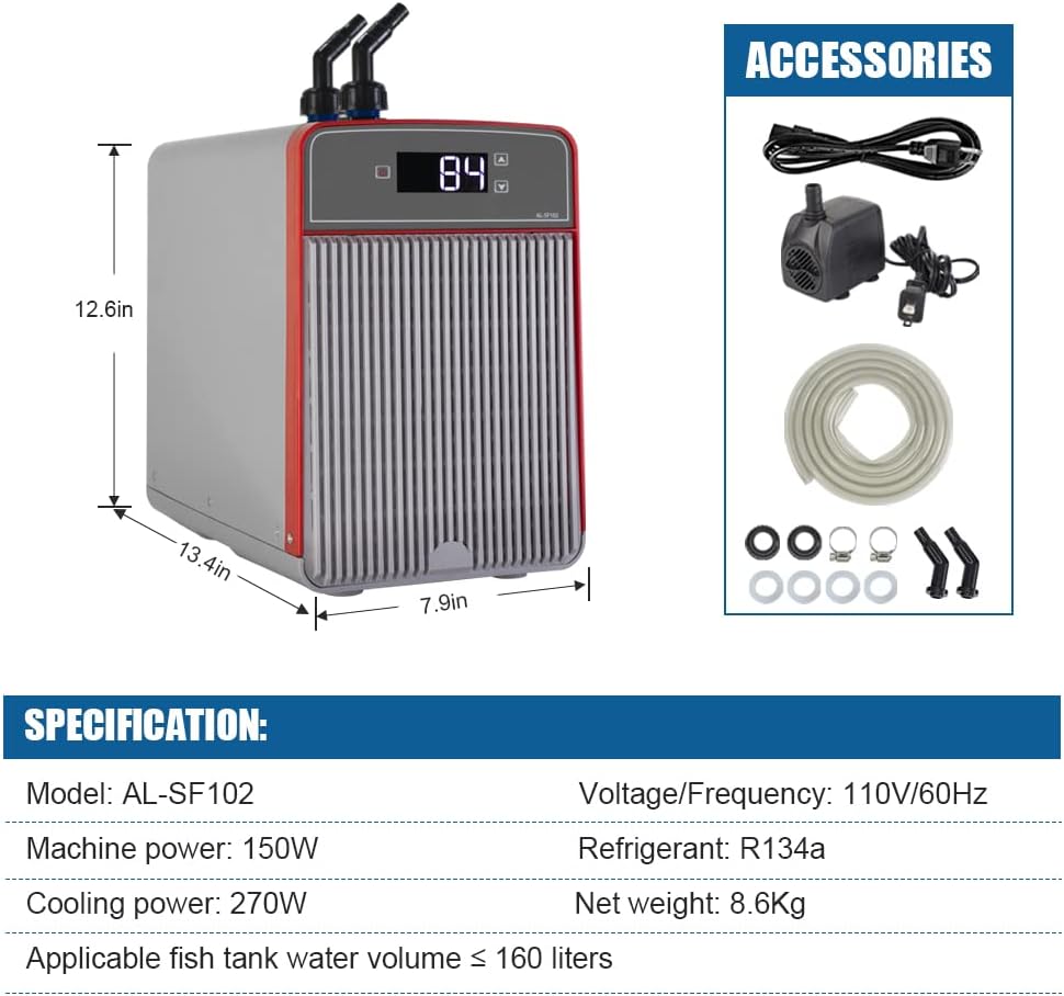 Chiller dimensions and specifications table