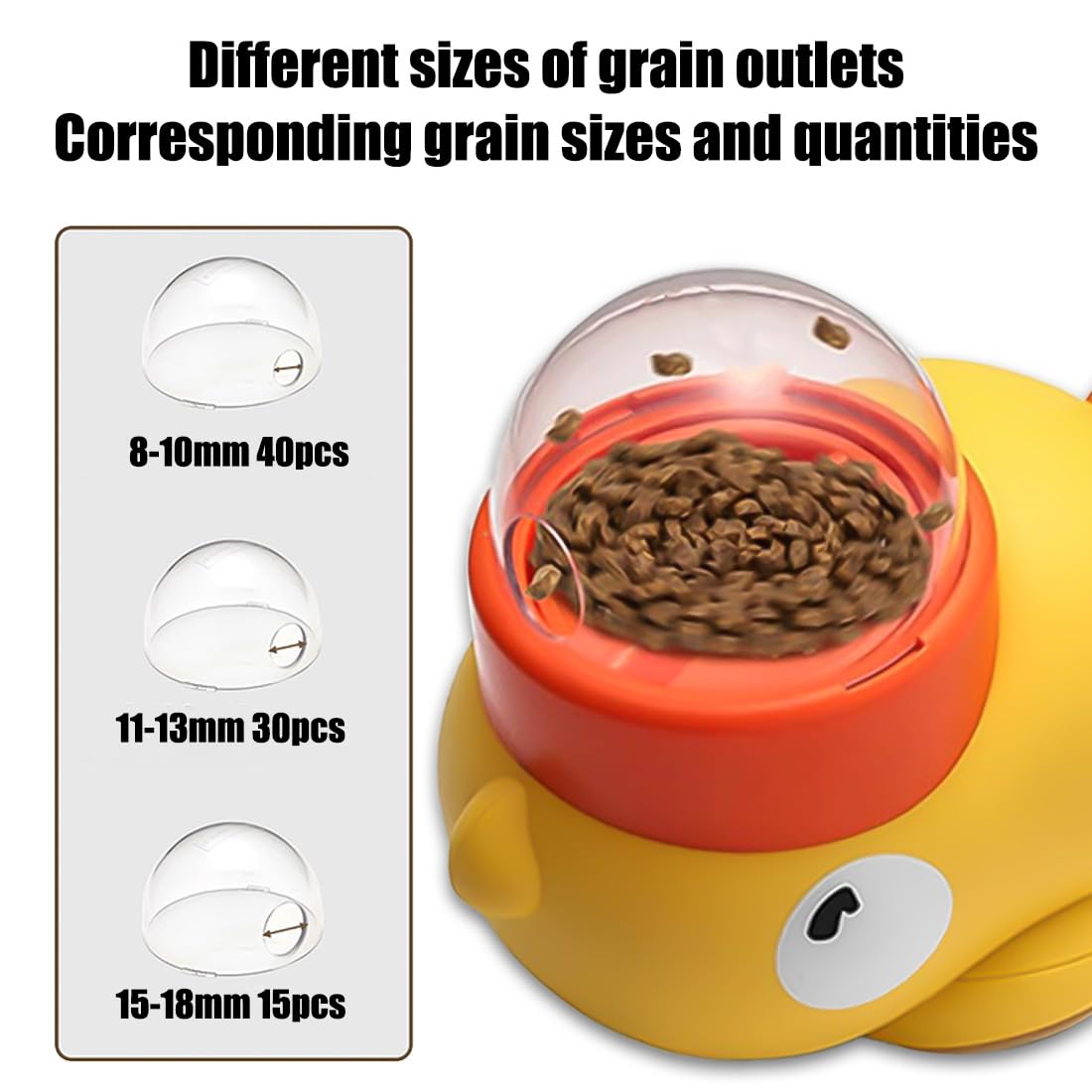 Dispensador de golosinas for Gatos, máquina tragamonedas interactiva con Forma de Pato y Perro, con Tres Salidas de Comida Ajustables, Juguete de Rompecabezas de alimentación Lenta.(2Yellow)