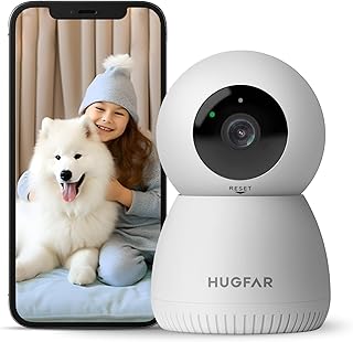 Pet Monitor 2K Pan-tilt Indoor WiFi Camera Nanny Cam 3MP Baby Dog Camera with Phone App, Motion Tracking, AI Human Detection Notification, 2-Way Audio, Cloud & Local Storage, Tiny Snowman