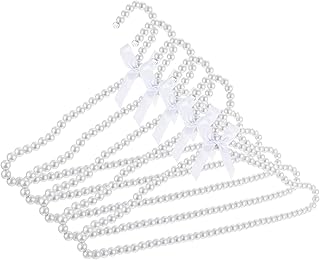 5 Pack Pearl Clothes Hangers, Elegant Bridesmaid Hangers, Closet Coat Storage Organizer Bowknot Standard Wedding Hanger (White)