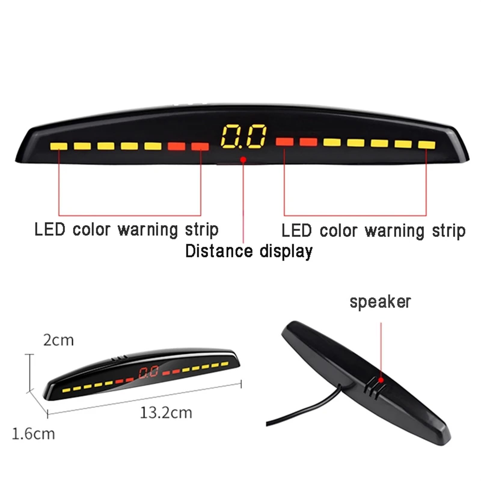 Radar De Recul Parktronic Détecteur Voiture Affichage LED Automatique Kit Capteur Stationnement Aide Inverse Moniteur Radar Secours Détecteur Voiture Stationnement Capteur de stationnement(Le noir)