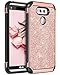 BENTOBEN Case for LG V20, Glitter Bling Luxury Slim Fit 2 in 1 Hybrid Hard Cover Laminated with Sparkly Shiny Faux Leather Chrome Shockproof Protective Phone Case for LG V20(2016 Release), Rose Gold