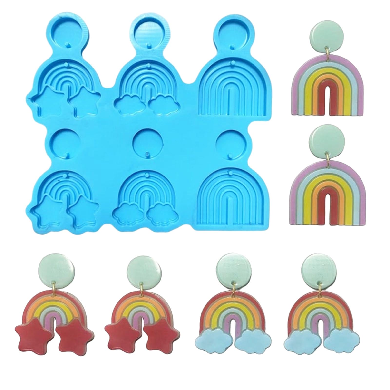 Mumuve Rainbow Earring Mold Geometrical Earrings Epoxy Resin Mold Hanging Pendant Silicone Mould Necklace Keychain