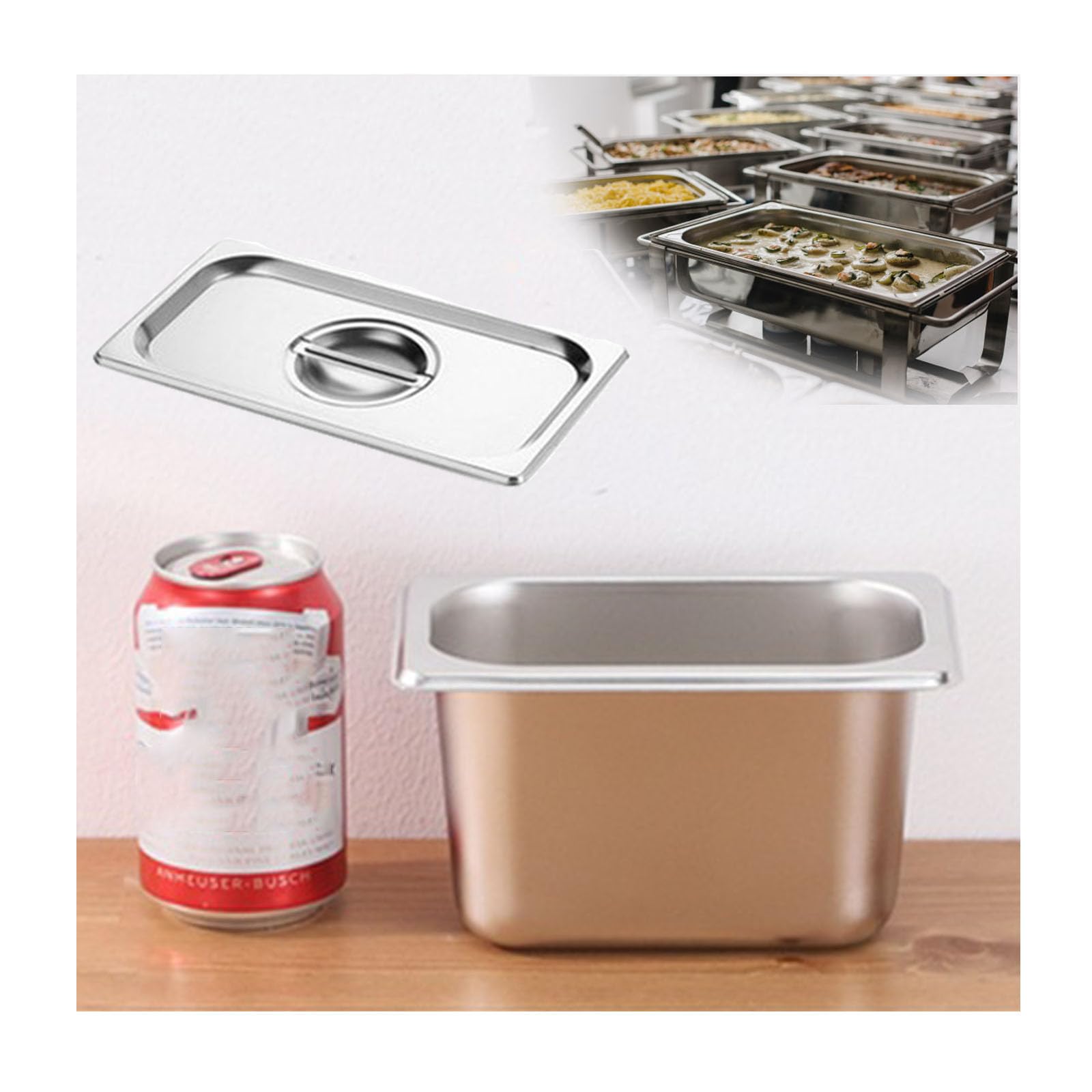 Mahlzeit Zutatenbehälters,Edelstahl Gastro Behälter GN Spülmaschinenfest,Stapelbar Tief Gastronormbehälter,1/9（17.5 * 10.8）,10cm1.2side