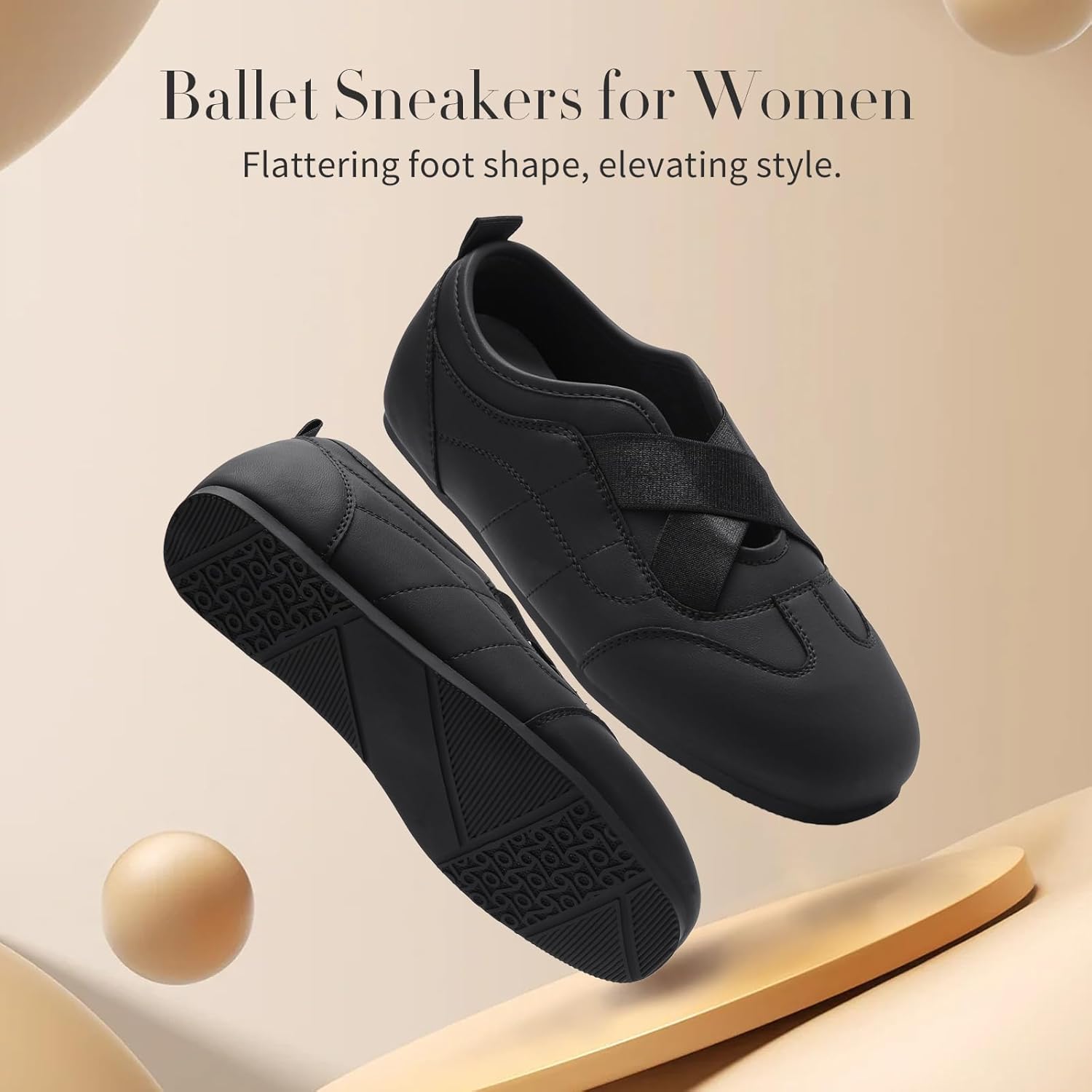 Women's Stylish Slip On Sneakers No Laces Elastic Low Top Leather Sneakers Classic Flats Comfortable Walking Shoes - Image 3