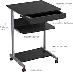 Yaheetech Mobile Computer Desk Cart, Small Rolling Laptop Desk PC Table Workstation with Drawer and Printer Shelf, Writing Desk Table for Small Space/Home Office