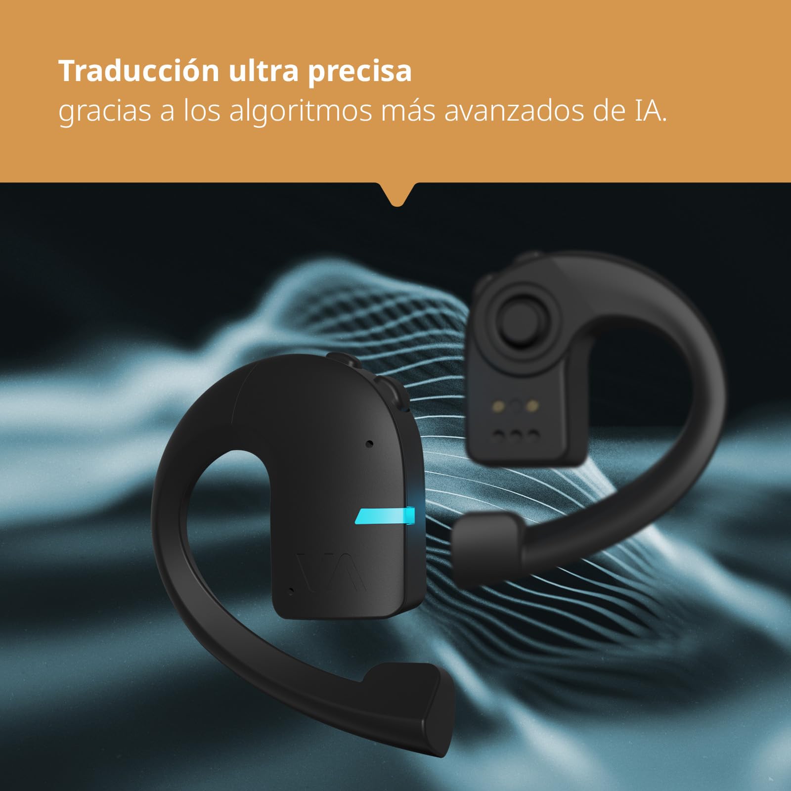 Vasco E1 Traductor/Auriculares Traductores con Más De 50 Idiomas | Traducción manos libres | Diseño higiénico supraaural | Ideal para reuniones y viajes | Funciona con una aplicación gratuita