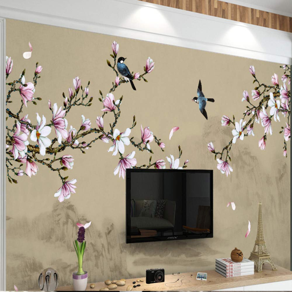 3D Wallpaper Gongyu Magnolia Bird New Chinese Background Wall Decoration Painting Bedroom Living Room Sofa Seamless Wallpaper Classical Mural, 300 * 210
