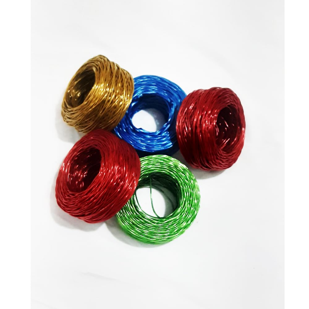 FINEWORLD Rope (ROPE1-5) for Packing Boxes Tie Plants Binding Home Garden Commercial Use Creepers Plastic Rassi Sutli Dori Thread Cord Role 5 Bundles Multi Color Approx 250 Grams,50 Gram Each Bundle (B0BRH7G8XL) Amazon Price History, Amazon Price Tracker