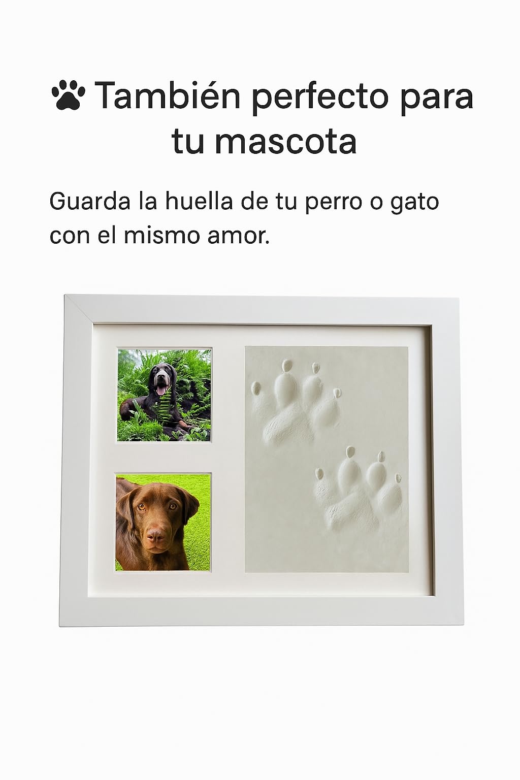 Lahia Marco de arcilla para huellas bebe recien nacido con espacio para fotos, kit completo para crear huella bebe, recuerdo personalizado y elegante, regalo ideal para baby shower y nuevos padres