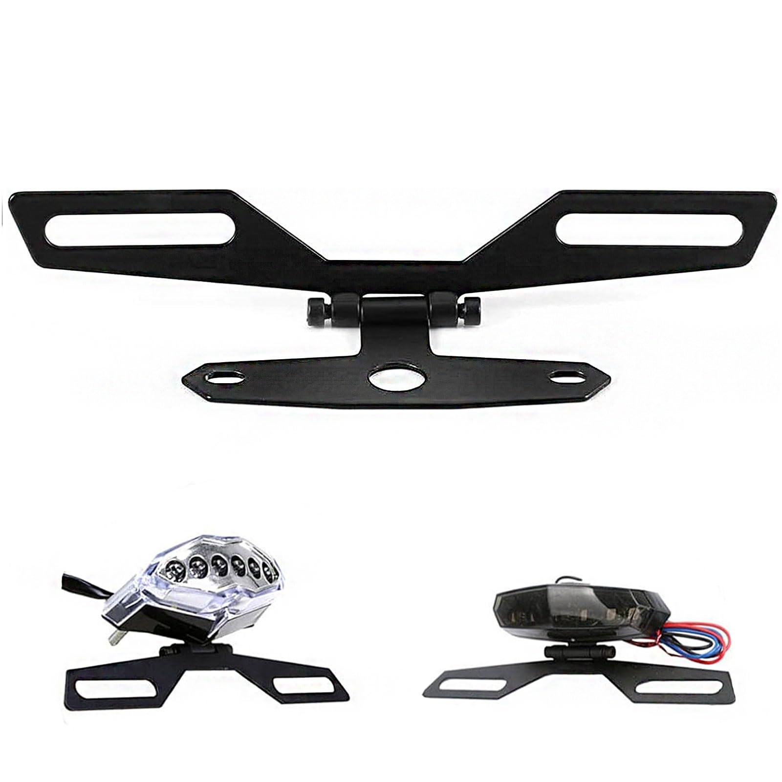 ANKIA Universal Adjustable Motorcycle Fold License Plate Tail Light Holder Motorbike License Plate Mount Holder Bracket for Suzuki Ducati Honda (Motorcycle License Plate Bracket)
