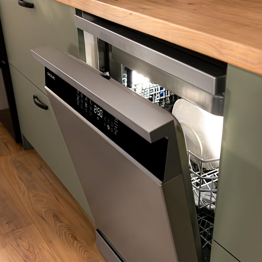 Cecotec Lavastoviglie 60cm Bolero Aguazero 6800 Inox A. 14 Coperti, Basso Consumo, Motore Inverter Plus Duo, 8 Programmi, Lavaggio Automatico, Pulizia a Vapore, Pulizia Interna e Mezza Carica