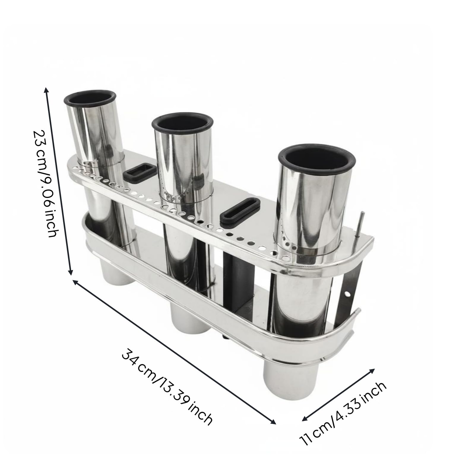 Qianly Portacanne da Barca Portacanne Supporto Porta Canne Staffa Porta Struttura Robusta a Specchio Mantiene 3 Canne Separate Apertura 42 Mm Acciaio Inox