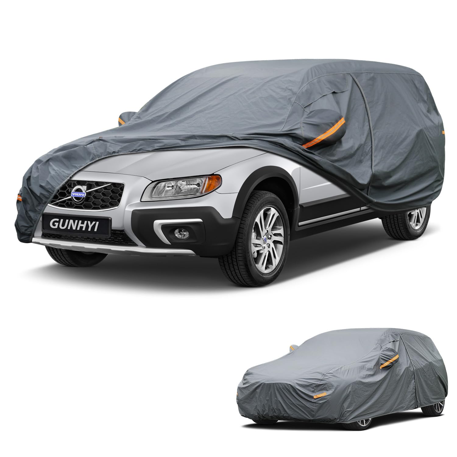 GUNHYI Premium Car Cover Custom Fit Volvo XC70, 16 Layers Heavy Duty Car Cover Waterproof All Weather with Zipper Door for Sun Rain Snow Dust Uv Protection