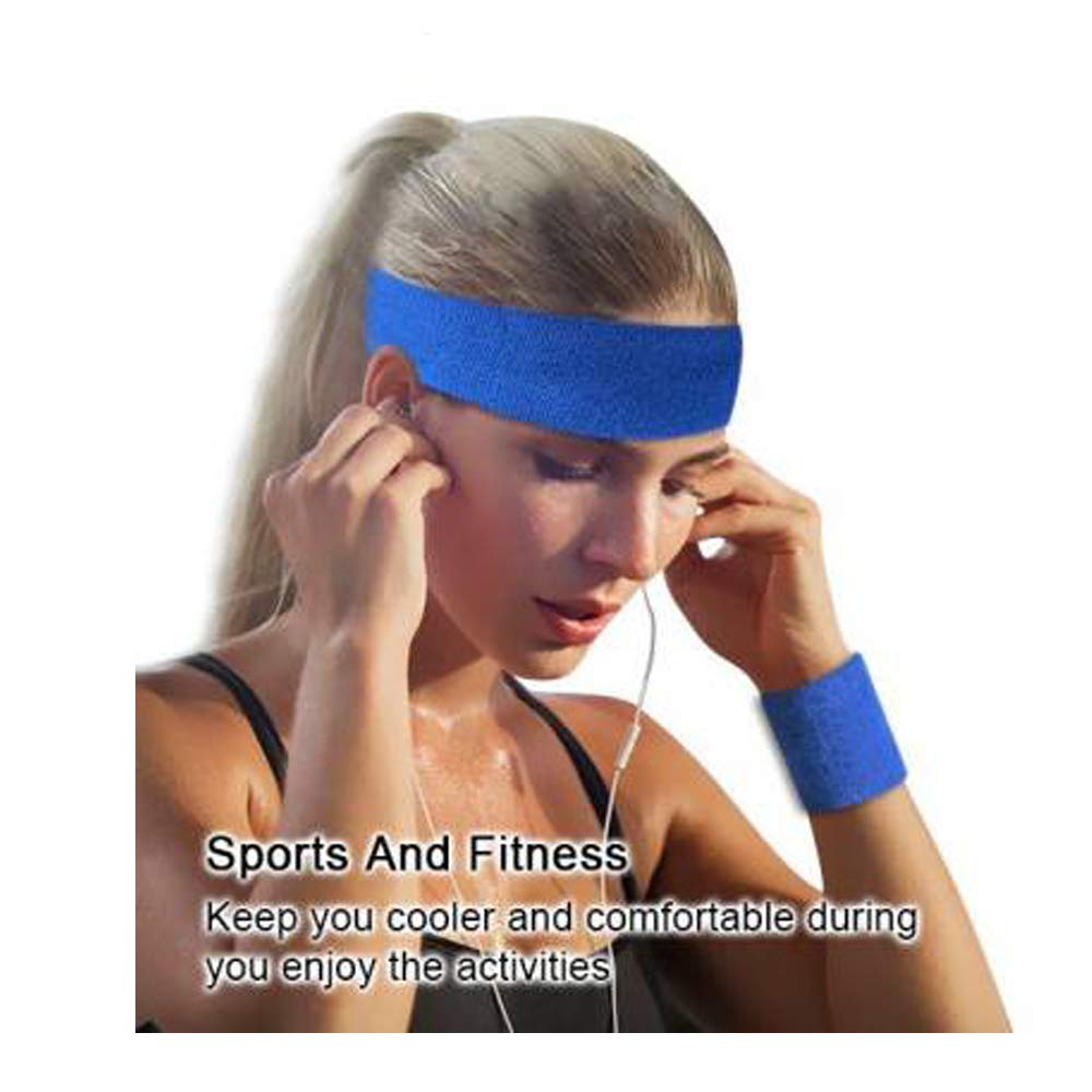 Style Along Blue Outdoor Fitness Sports Sweatband Headband Yoga Gym Head Band for Women-picture-43