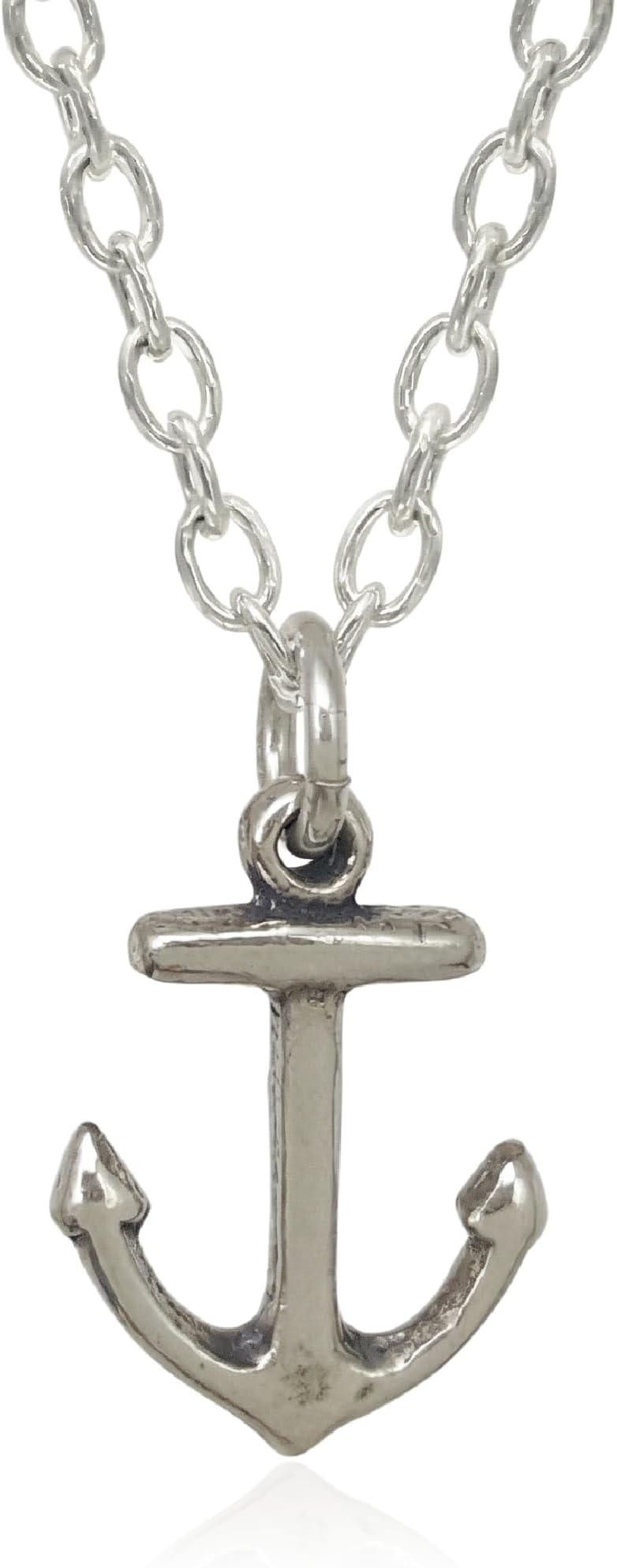 Tiny Anchor Charm Necklace for Women, Sterling Silver Dainty Handmade Necklace, Nautical Marine, Hope and Safety Pendant, Everyday Minimal Layering Jewelry, 18"
