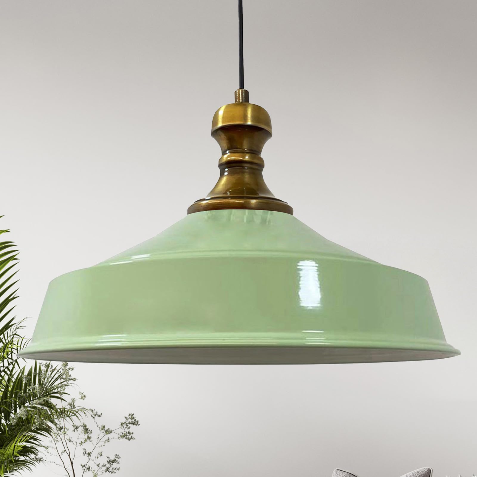 bamyum Asletl-Knob Hanging Lamp Industrial Pendant Light, 41 cm Lamp Shades, Modern Metal Kitchen Island Lights, E27 Pendant Lamp for Living Room and Dining Room, Mint Green Pendant Light — image 1