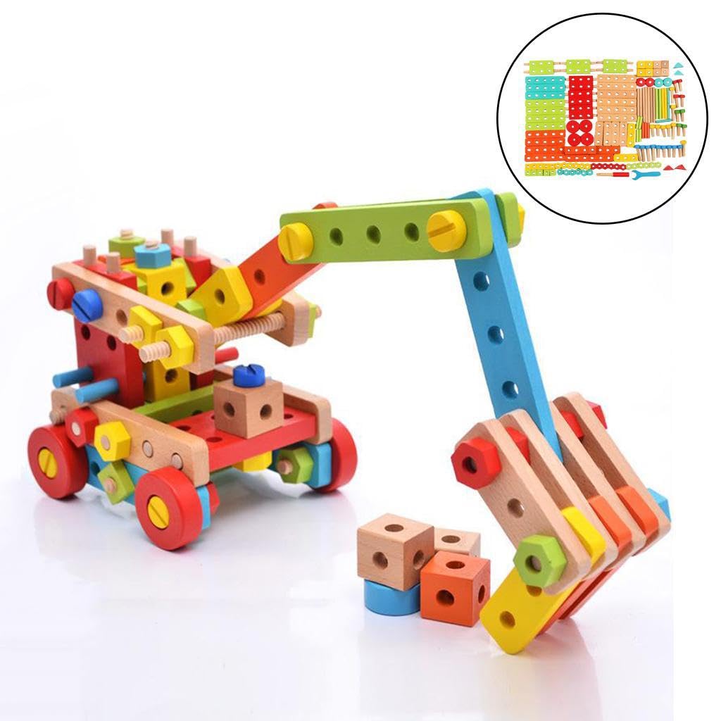 Rompecabezas, Juguetes de construcción, Bloques apilables de para Madera, desafían la Creatividad de los niños con 68 Piezas, fomentan la