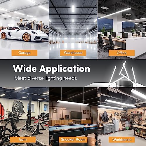 Image of BBOUNDER 12 Pack Linkable LED Shop Light with Reflector, Super Bright 5000K Daylight, 4400 LM, 4 FT, 48 Inch Integrated Fixture for Garage, 40W Equivalent 250W, Surface & Suspension Mount, White