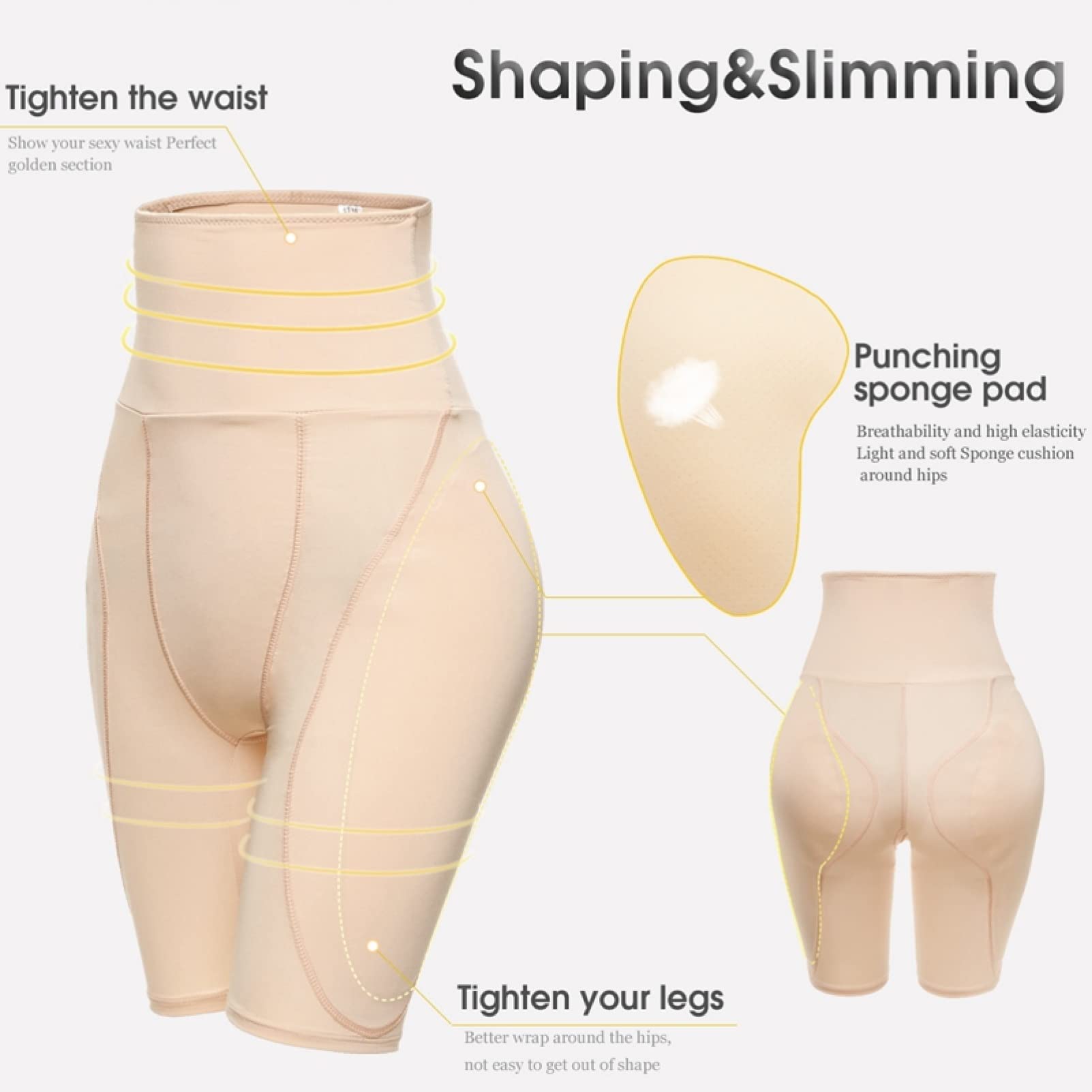 TTDGYYXW damskie majtki typu butt lifter z bocznymi wkładkami z wysokim stanem majtki wyszczuplają brzuch bielizna modelująca podnoszą spodenki z dużym łkiem plus size