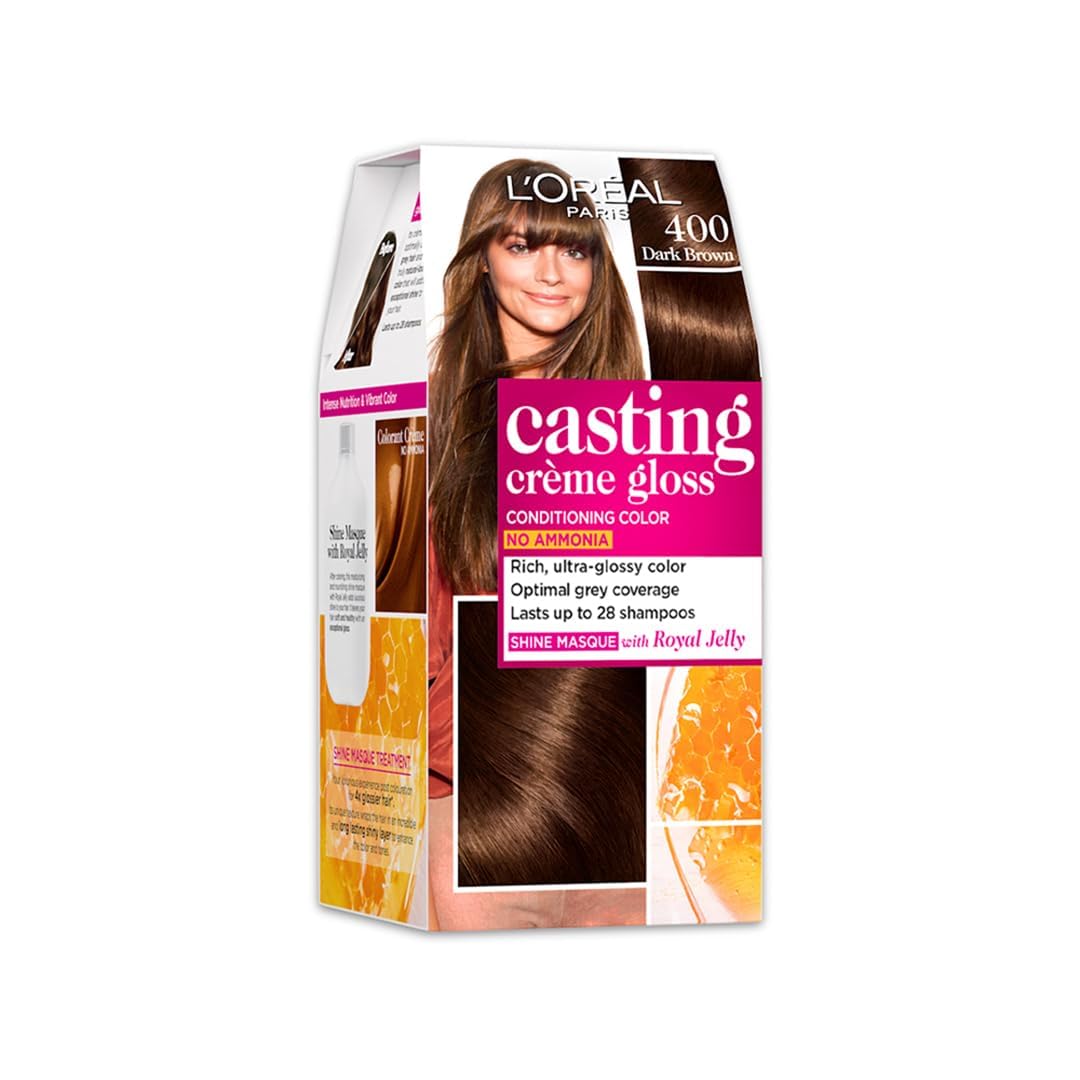 L Oréal Paris Casting Creme Gloss Hair Color - 400 Dark Brown (87.5g+72ml)-picture-22