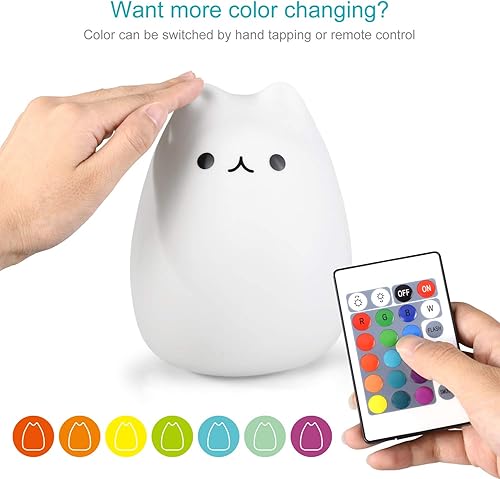 Miniatura 3 de WoneNice Linda luz nocturna de silicona con control remoto, luces nocturnas de silicona Kawaii que cambian de color, regalo para mujeres, mamá,