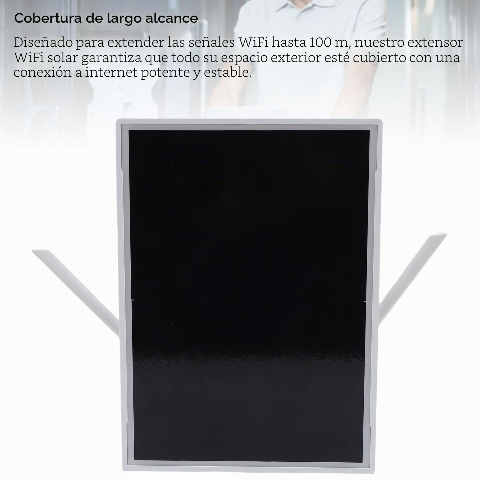 15W WiFi Extender Signal Booster Battery Solar Outdoor, Amplificador de Enrutador 5G de hasta 328 Pies, Internet 5G, Repetidor Inalámbrico de 300Mbps, IP66 Prueba de Lluvia