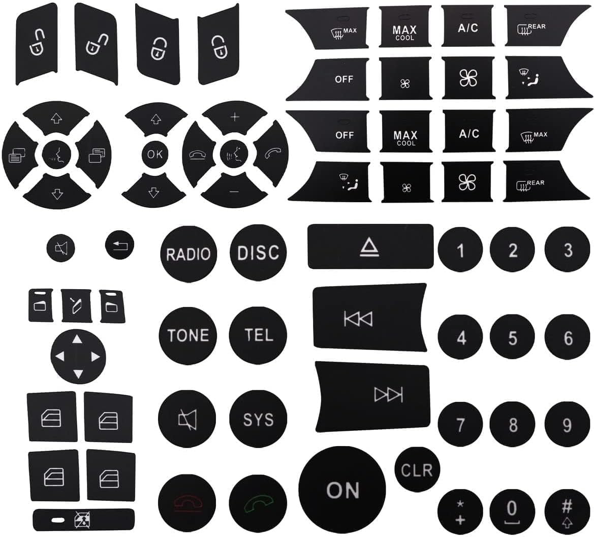 Mercedes Benz Steering Wheel Logo Mercedes Repair Button Kit For 2007-2014 Models - Door, Steering, AC Window Control Decal Stickers Mercedes Door Panel - Foto 2