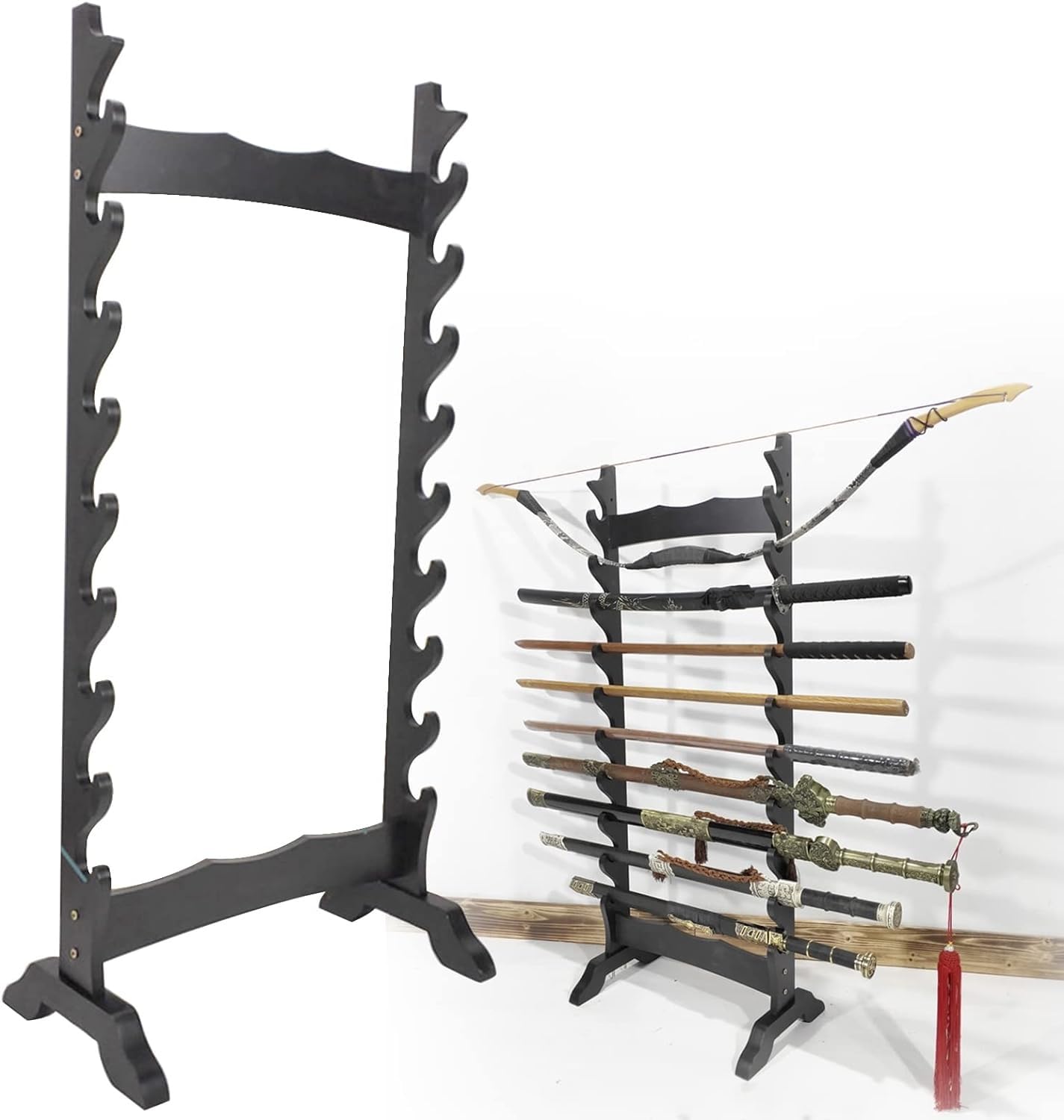Espositore Verticale con Supporto per Spada - Espositore da Pavimento multilivello per Varie Spade e Armi Lunghe - Rastrelliera per Spade da Samurai per riporre