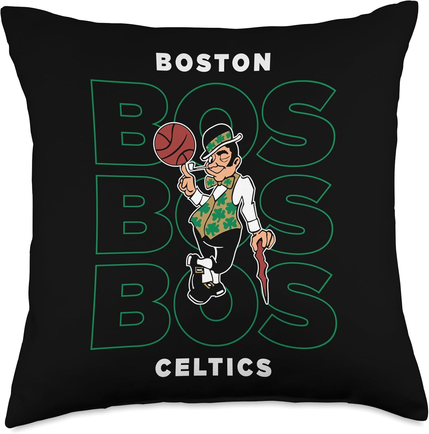NBA - Boston Celtics Stacked City Lucky Leprechaun Logo Throw Pillow