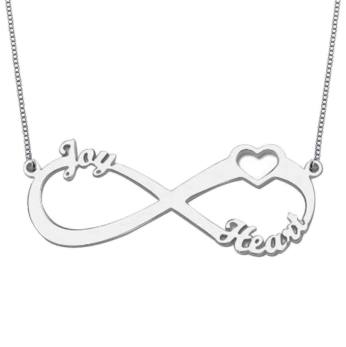 Collares personalizados de plata de ley 925 con corazón hechos a medida con 2 nombres