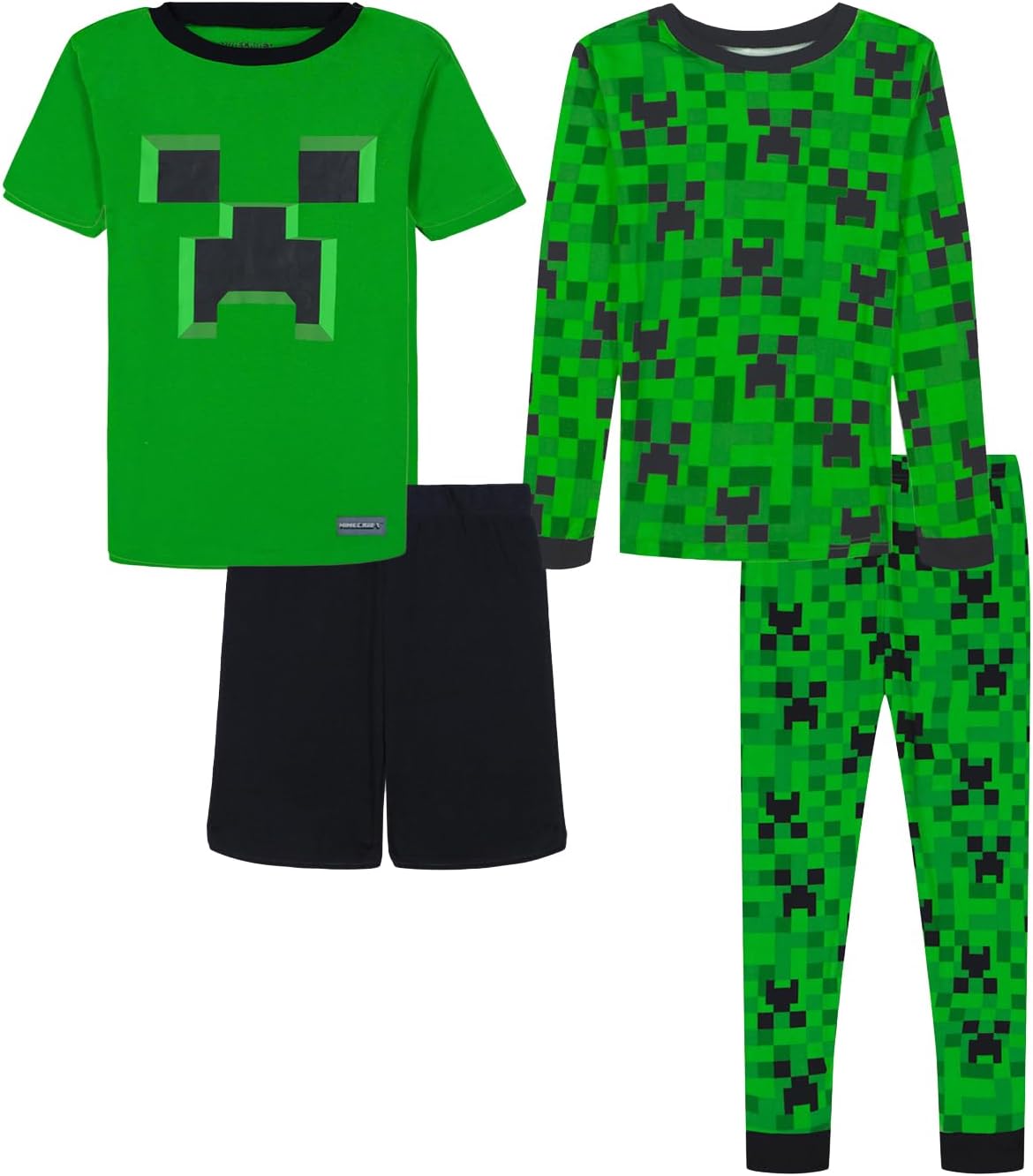 Minecraft boys 4-piece Snug-fit Cotton Pajama Set, Soft & Cute for Kids
