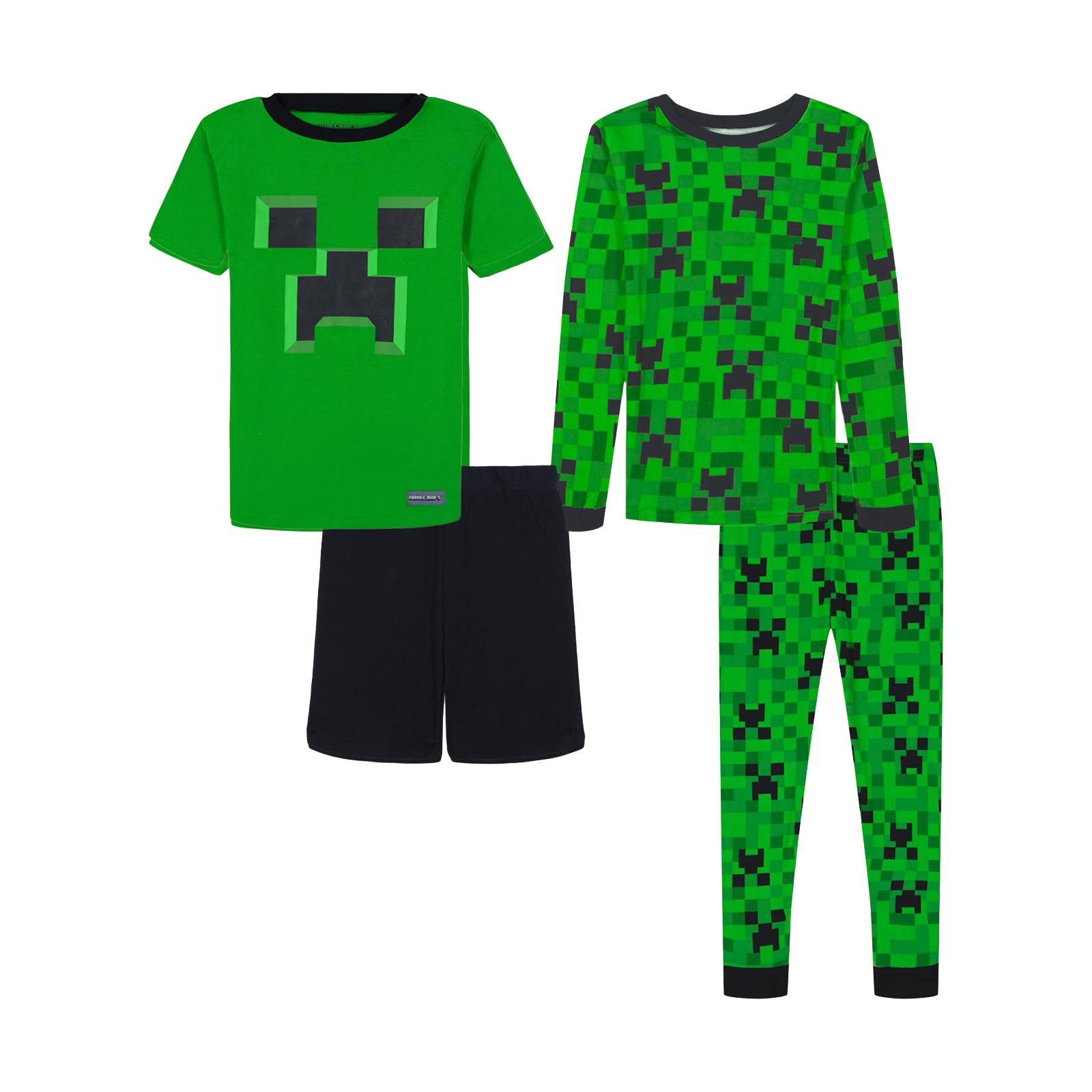Minecraft boys 4-piece Snug-fit Cotton Pajama Set, Soft & Cute for Kids