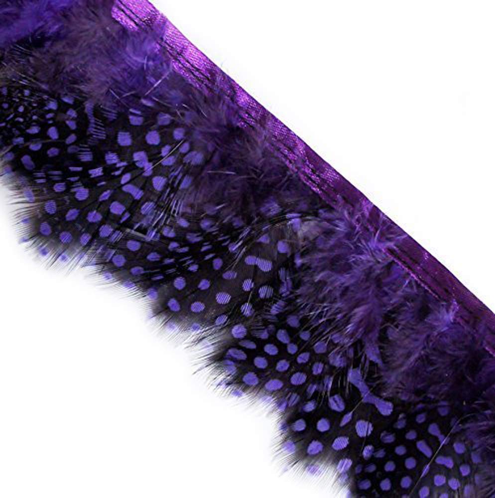 Plumes de pintade violettes en frange GF03 pour sublimer vos décors de fête et robes