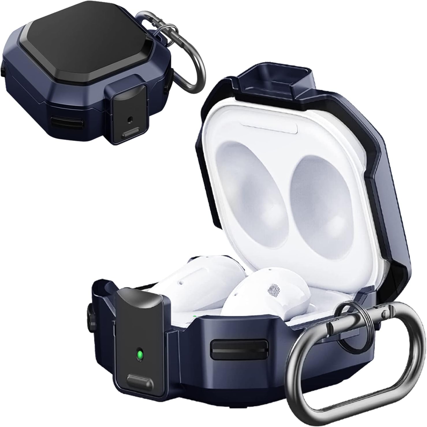 TOUGH LEE Case Cover for Samsung Galaxy Buds 2 Pro (2022) | Buds 2 (2021) | Buds Pro (2021) | Buds Live (2020) - with Carrying Hook - Rugged Armour Hard Durable, Blue