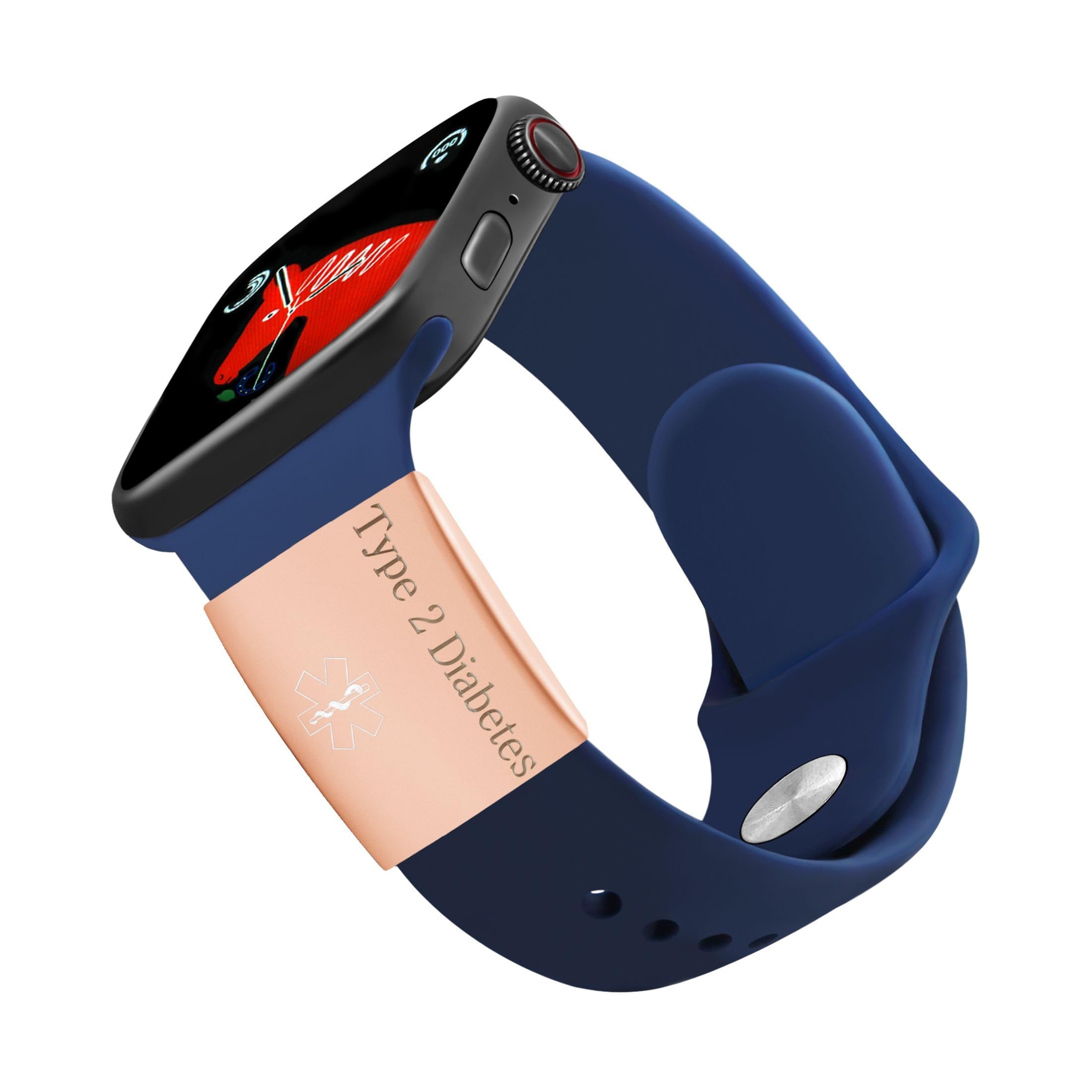 Oneress Rose Gold Type 2 Medical ID Watch Band Label Engraved Stainless Steel Alert Tag Medical Identification Bracelet for Women, Sports Safety ID YA4313 Rose Gold-Type-2