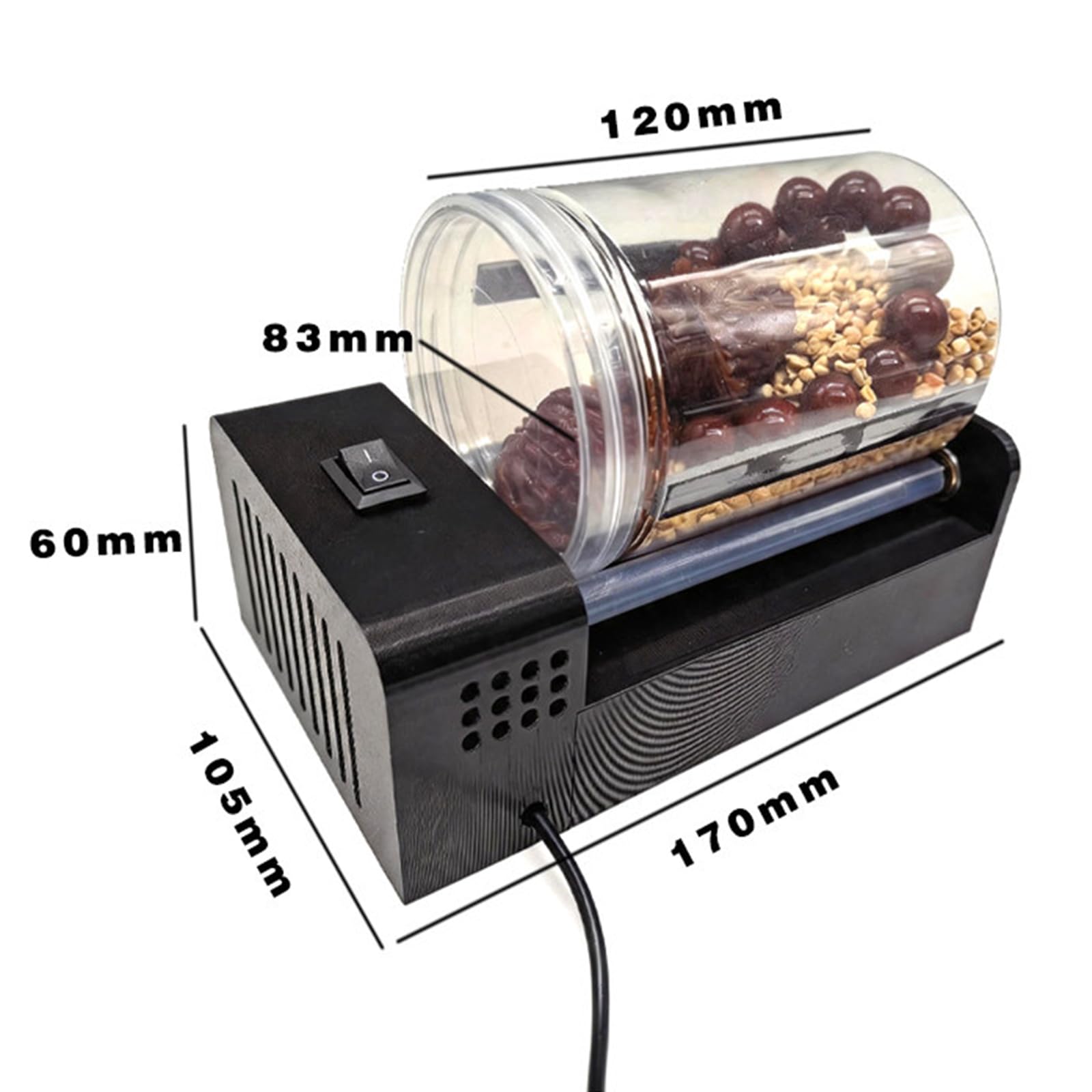 Mini-trommelpoliermaschine, Elektrischer Steinschleifer, Transparente Trommel, Leises Steinschleifer-Set Mit Transparenter Trommel, Für Walnussholz, Gebetsperlen, Kristalle, Steine