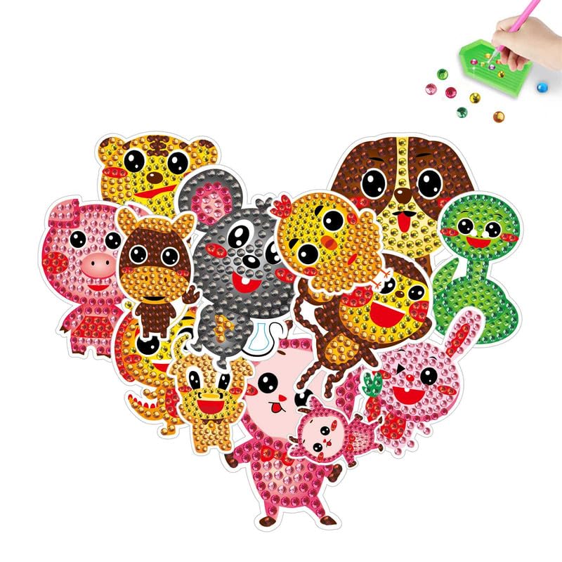 Amazon.co.jp: MEGZIHXNカワイダイヤモンドの絵画ステッカー、12枚入